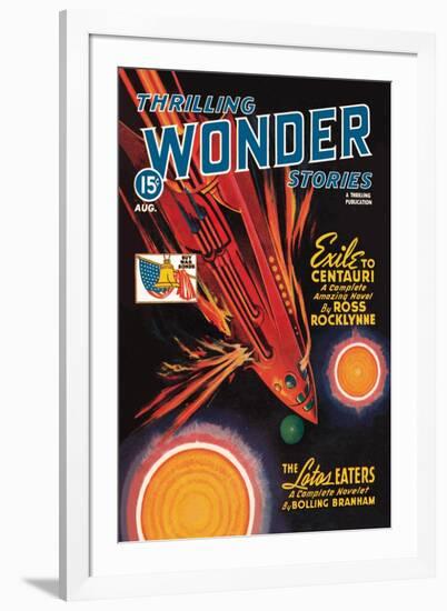 Thrilling Wonder Stories: Rocket Ship Troubles-null-Framed Art Print