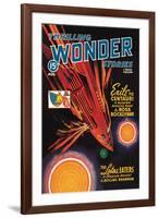 Thrilling Wonder Stories: Rocket Ship Troubles-null-Framed Art Print