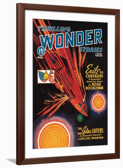 Thrilling Wonder Stories: Rocket Ship Troubles-null-Framed Art Print