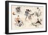 Thrills and Spills of a Lady Cyclist-null-Framed Art Print