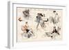 Thrills and Spills of a Lady Cyclist-null-Framed Art Print