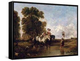 Through a Ford, 19th Century-William Shayer-Framed Stretched Canvas