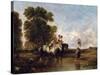 Through a Ford, 19th Century-William Shayer-Stretched Canvas