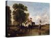 Through a Ford, 19th Century-William Shayer-Stretched Canvas