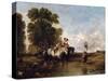 Through a Ford, 19th Century-William Shayer-Stretched Canvas