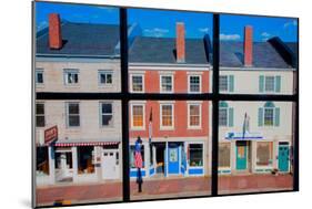 Through interior window pains, storefronts line Water Street in Hallowell, Maine-null-Mounted Photographic Print