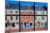 Through interior window pains, storefronts line Water Street in Hallowell, Maine-null-Mounted Photographic Print