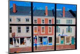 Through interior window pains, storefronts line Water Street in Hallowell, Maine-null-Mounted Photographic Print