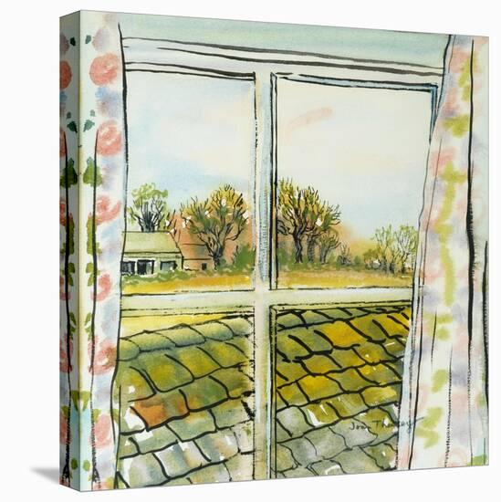 Through the Cottage Window Suffolk, 2010-Joan Thewsey-Stretched Canvas
