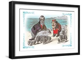 Through the Looking Glass: Walrus, Carpenter and Oysters-John Tenniel-Framed Art Print