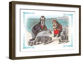Through the Looking Glass: Walrus, Carpenter and Oysters-John Tenniel-Framed Art Print