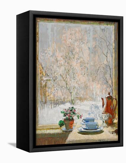 Through the Window in Winter, 1945-Konstantin Ivanovich Gorbatov-Framed Stretched Canvas