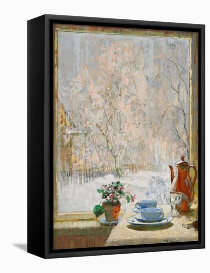 Through the Window in Winter, 1945-Konstantin Ivanovich Gorbatov-Framed Stretched Canvas