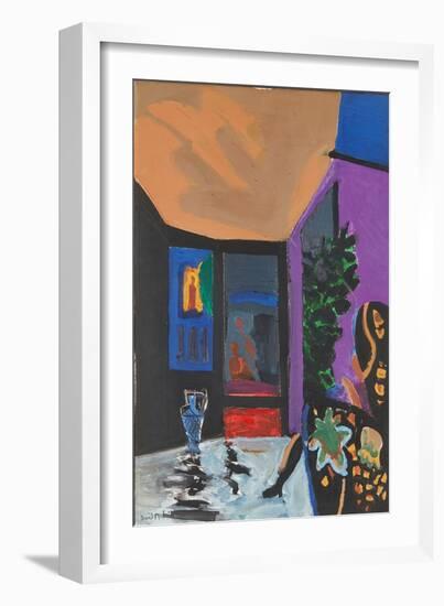 Through the Window (Oil on Canvas)-David Alan Redpath Michie-Framed Giclee Print