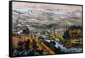 Through to the Pacific-Currier & Ives-Framed Stretched Canvas