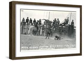 Thrown Bull-Rider, Montana-null-Framed Art Print