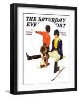 "Thrown from a Horse" Saturday Evening Post Cover, March 17,1934-Norman Rockwell-Framed Giclee Print