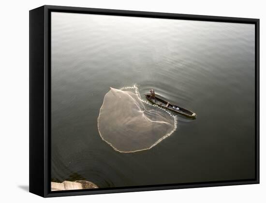 Thrownet Fishing, Ashtamudi Lake, Kollam, Kerala, India, Asia-null-Framed Stretched Canvas