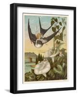 Thumbkinetta (Tommelise) Rides on a Swallow's Back-Eleanor Vere Boyle-Framed Art Print