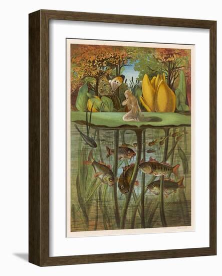 Thumbkinetta (Tommelise) Stands on a Water-Lily Leaf-Eleanor Vere Boyle-Framed Art Print