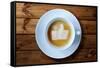 Thumbs Up or Like Symbol in Coffee Froth-Flynt-Framed Stretched Canvas