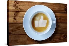 Thumbs Up or Like Symbol in Coffee Froth-Flynt-Stretched Canvas