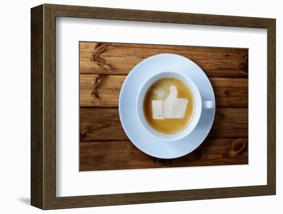 Thumbs Up or Like Symbol in Coffee Froth-Flynt-Framed Photographic Print