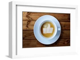 Thumbs Up or Like Symbol in Coffee Froth-Flynt-Framed Photographic Print