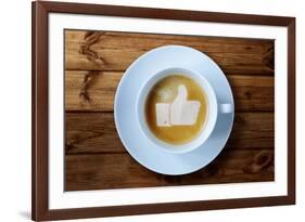 Thumbs Up or Like Symbol in Coffee Froth-Flynt-Framed Photographic Print