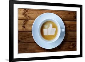 Thumbs Up or Like Symbol in Coffee Froth-Flynt-Framed Photographic Print