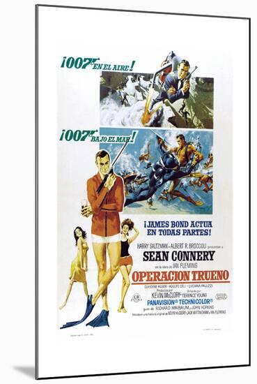 Thunderball, (aka Operacion Trueno), Spanish language poster, Sean Connery, 1965-null-Mounted Art Print