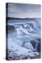 Thundering Gullfoss Waterfall in Winter Time, Iceland, Europe. Winter (January)-Adam Burton-Stretched Canvas