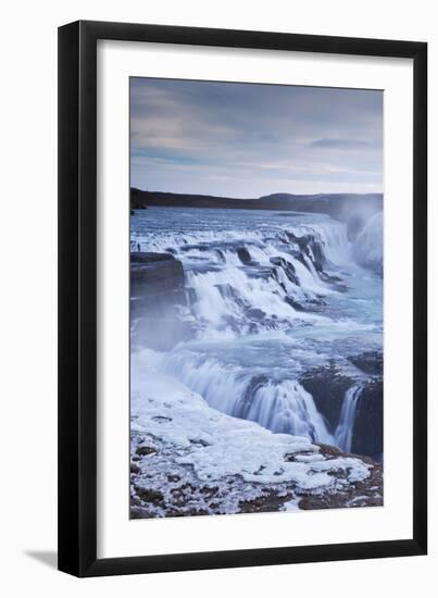 Thundering Gullfoss Waterfall in Winter Time, Iceland, Europe. Winter (January)-Adam Burton-Framed Photographic Print