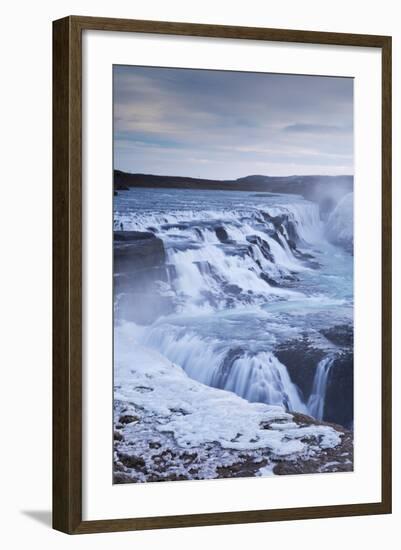 Thundering Gullfoss Waterfall in Winter Time, Iceland, Europe. Winter (January)-Adam Burton-Framed Photographic Print