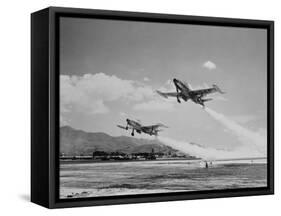 Thunderjets Taking off for North Korea-null-Framed Stretched Canvas