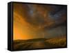 Thunderstorm and Orange Clouds at Sunset-Jonathan Hicks-Framed Stretched Canvas