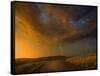 Thunderstorm and Orange Clouds at Sunset-Jonathan Hicks-Framed Stretched Canvas