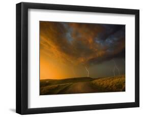 Thunderstorm and Orange Clouds at Sunset-Jonathan Hicks-Framed Photographic Print