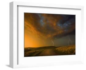 Thunderstorm and Orange Clouds at Sunset-Jonathan Hicks-Framed Photographic Print