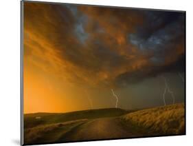 Thunderstorm and Orange Clouds at Sunset-Jonathan Hicks-Mounted Photographic Print