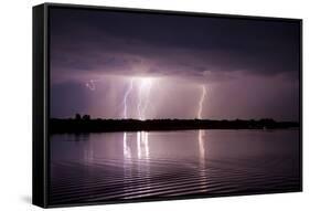 Thunderstorm, Lake Tisza, Hortobagy National Park, Hungary, July 2009-Radisics-Framed Stretched Canvas