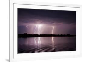 Thunderstorm, Lake Tisza, Hortobagy National Park, Hungary, July 2009-Radisics-Framed Photographic Print