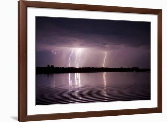 Thunderstorm, Lake Tisza, Hortobagy National Park, Hungary, July 2009-Radisics-Framed Photographic Print