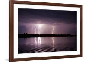 Thunderstorm, Lake Tisza, Hortobagy National Park, Hungary, July 2009-Radisics-Framed Photographic Print