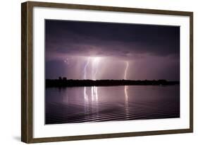 Thunderstorm, Lake Tisza, Hortobagy National Park, Hungary, July 2009-Radisics-Framed Photographic Print