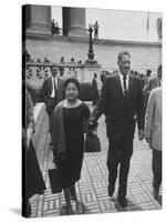 Thurgood Marshall Walking with His Wife-null-Stretched Canvas