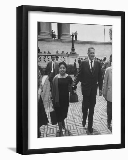 Thurgood Marshall Walking with His Wife-null-Framed Photographic Print