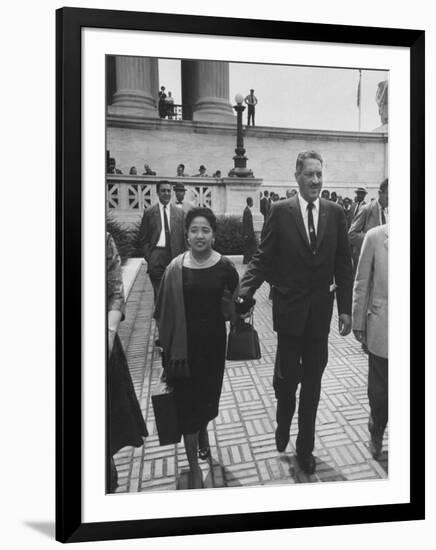 Thurgood Marshall Walking with His Wife-null-Framed Photographic Print