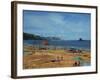 Thurlestone, Red Umbrella-Jennifer Wright-Framed Giclee Print