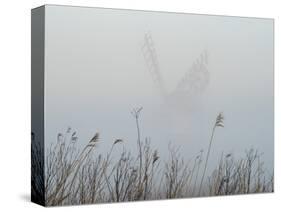 Thurne Mill viewed through the mist at Thurne, Norfolk, England, United Kingdom, Europe-Jon Gibbs-Stretched Canvas